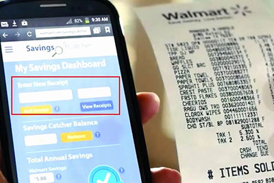 how to save receipts on walmart app