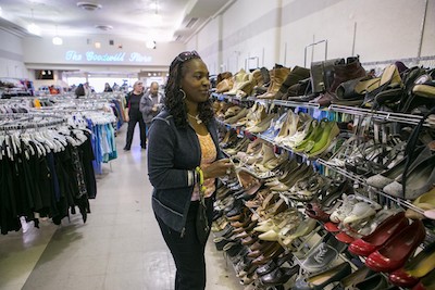 thrift store that buys used clothes women shoes