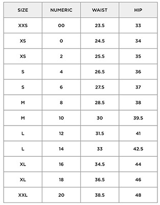 hollister dress size chart